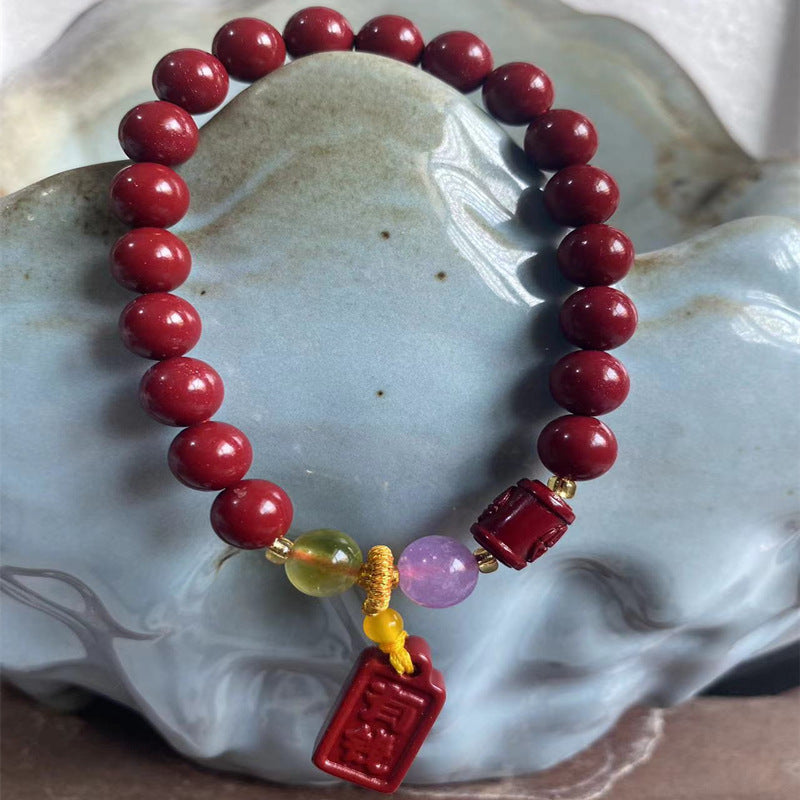 Binding Imitation Cinnabar National Style Grain Bracelet