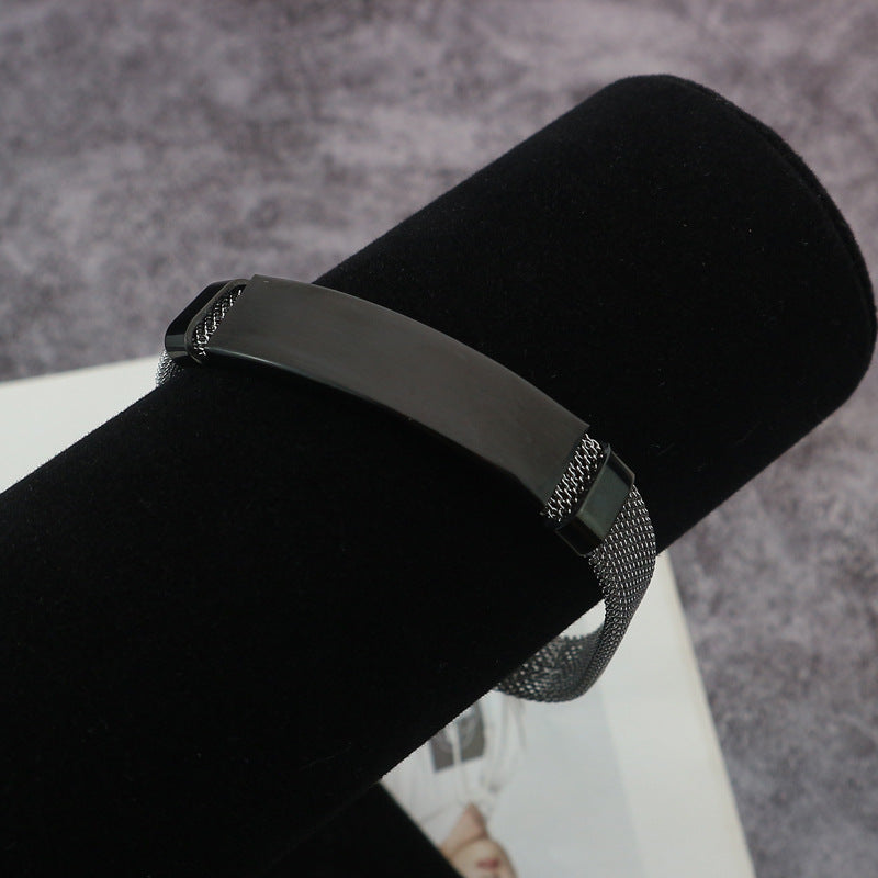 Men's Trendy Simple Glossy Personality Lettering Titanium Steel Sports Stainless Bracelets