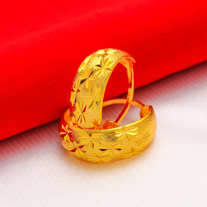 Gold European Sand Old Lady Starry Female Imitation Plated Round Rings