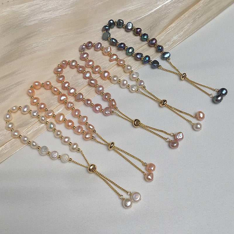 Natural Freshwater Baroque Shaped Pearl Pull Bracelets