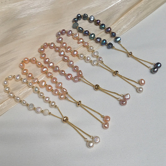 Natural Freshwater Baroque Shaped Pearl Pull Bracelets
