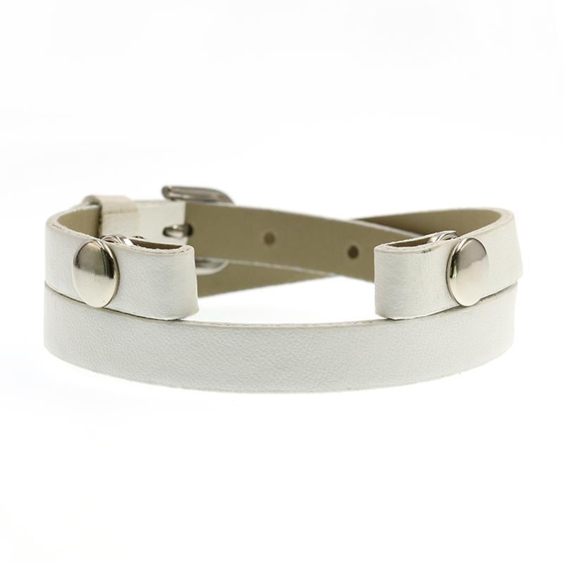 Leather Double Section Wrist Strap Bright Color Bracelet