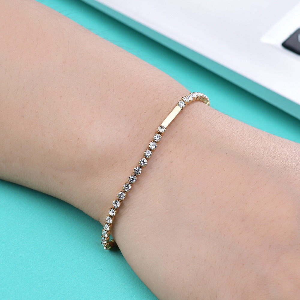 Simple Fashion Inlaid Zirconium Small Long Titanium Steel Bracelets