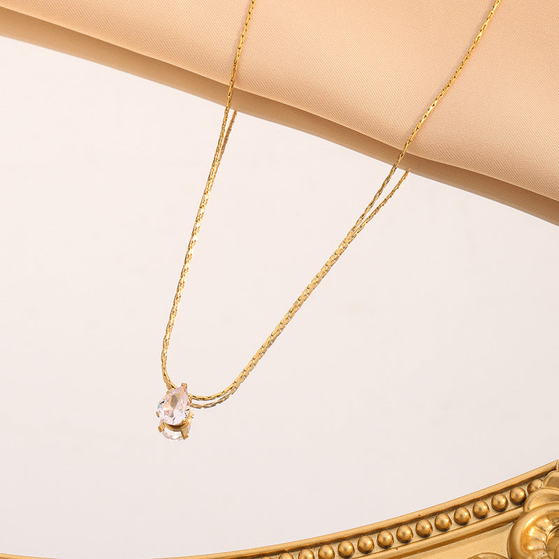 Drop-shaped Titanium Steel Gold Plated Simple Exquisite Clavicle Chain Necklace