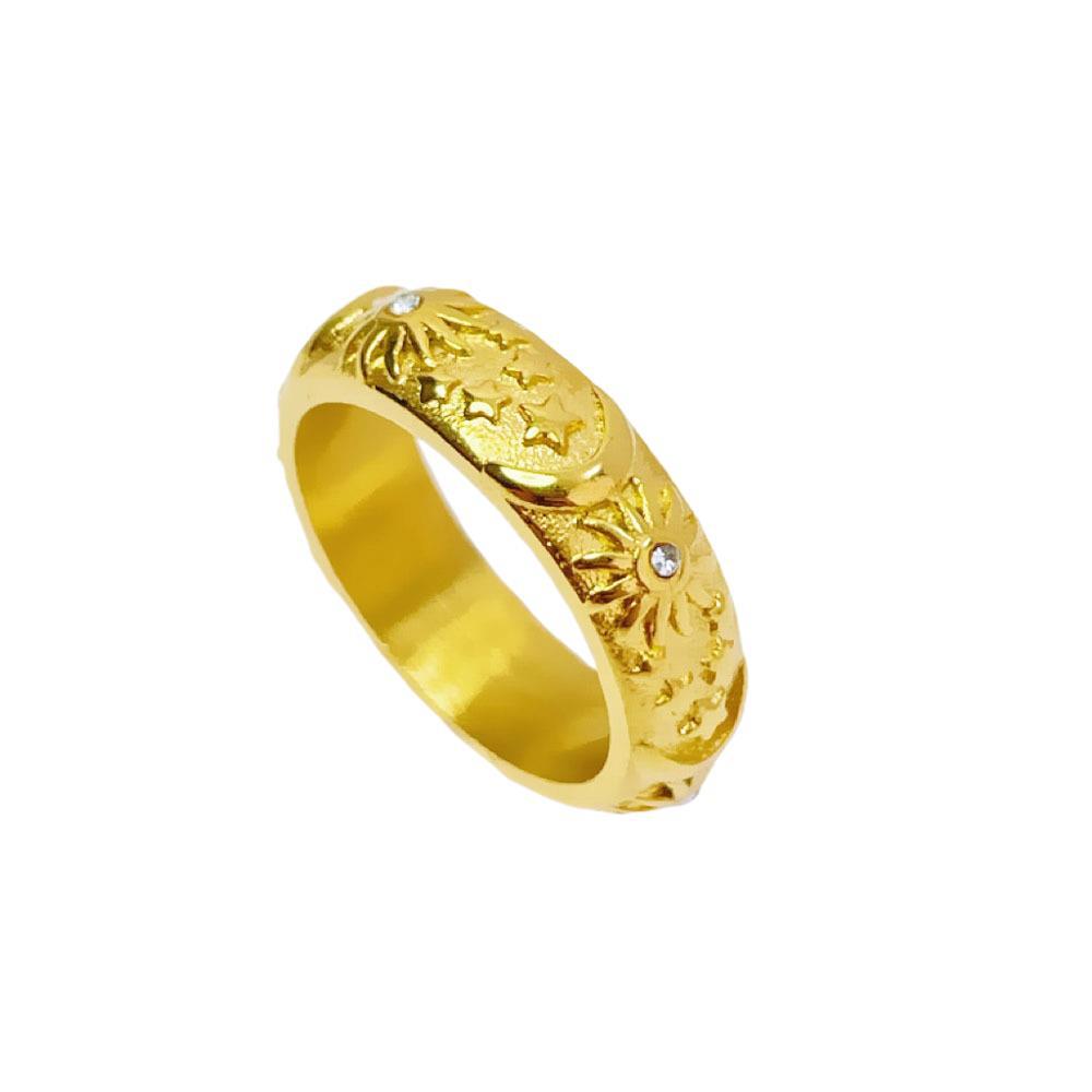Design Embossed Sun Moon Graceful Fashionable Personality Rings