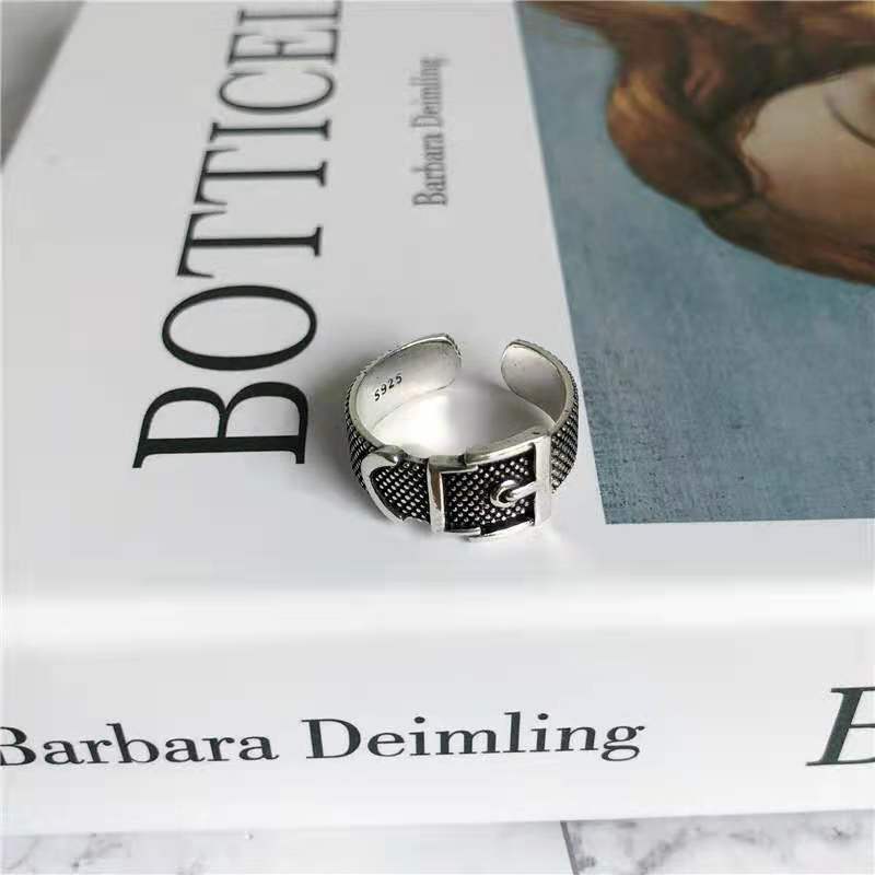 Women's & Men's Punk Heavy Wide Face Abstract Art Open Distressed Street Tide Ring