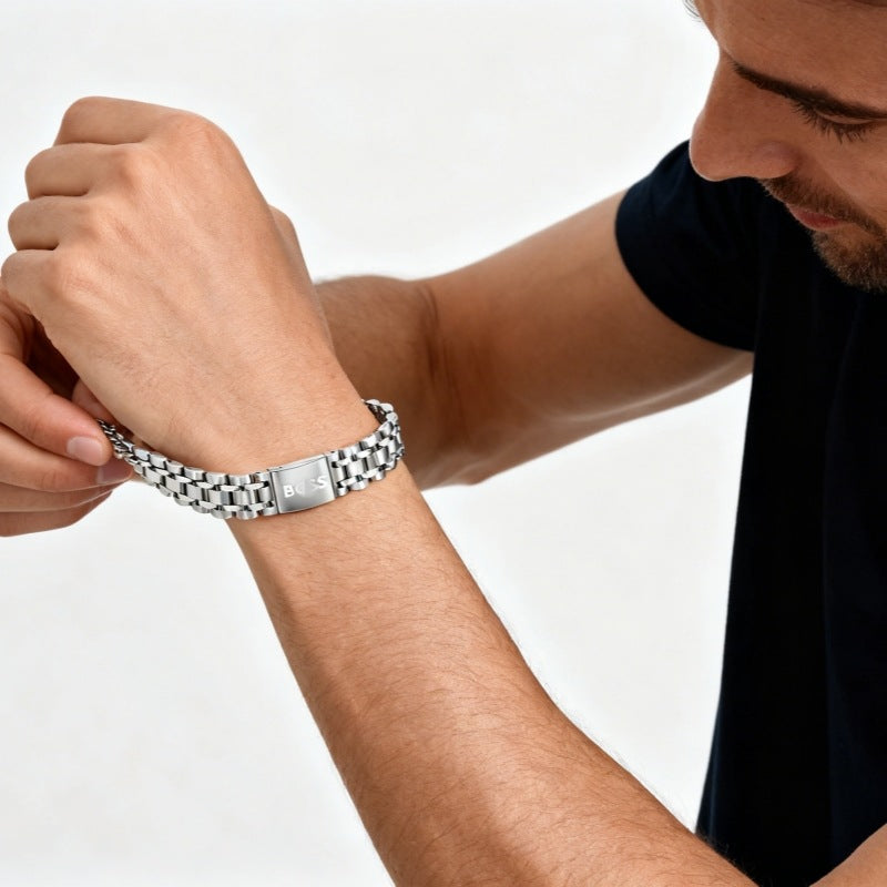 Men's Stainless Steel Strap Business Fashion Gift For Father's Bracelet