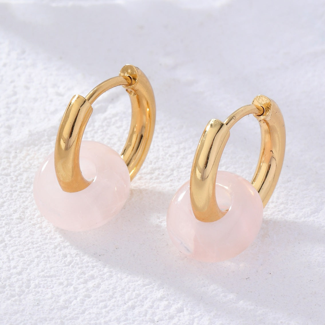 Donut Natural Stone French Style Temperament Earrings