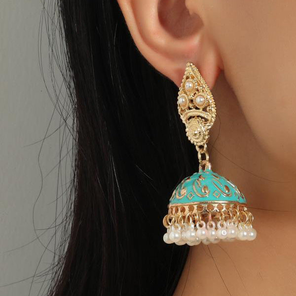 Women's Fashion Indian Ethnic Style Bell Pearl Earrings