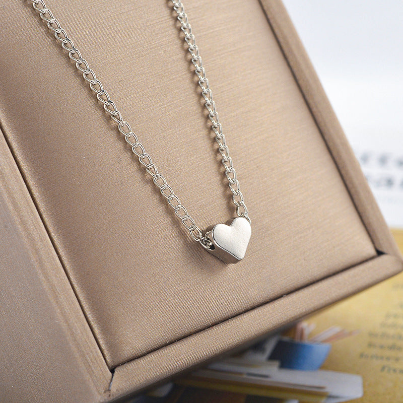 Loving Heart Female French Entry Lux Design Peach Clavicle Chain Necklaces