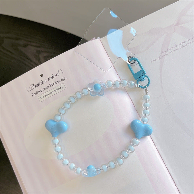 Women's Bow Beads Mobile Phone Lanyard Charm Pearl Love Short Bracelet
