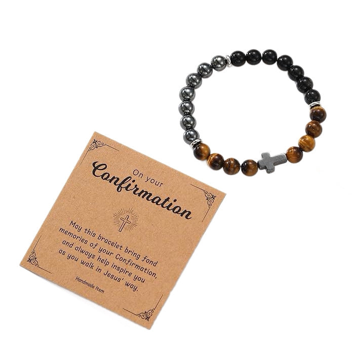 Women's & Men's Triple Protection Cross Obsidian Spacer Tigereye Bracelets