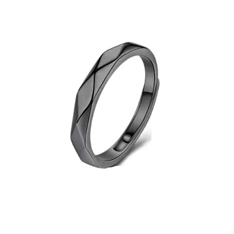 Lovers Pair Of Simple Fashion Minority Design Adjustable Mouth Couple Ring