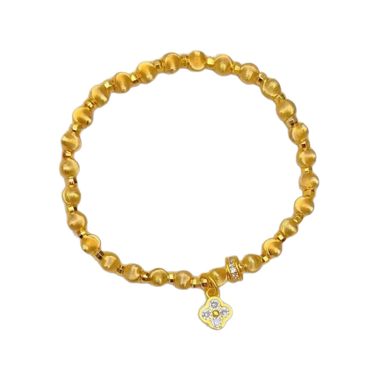 Drill Four-leaf Clover Flashing Cat Eye Bracelet