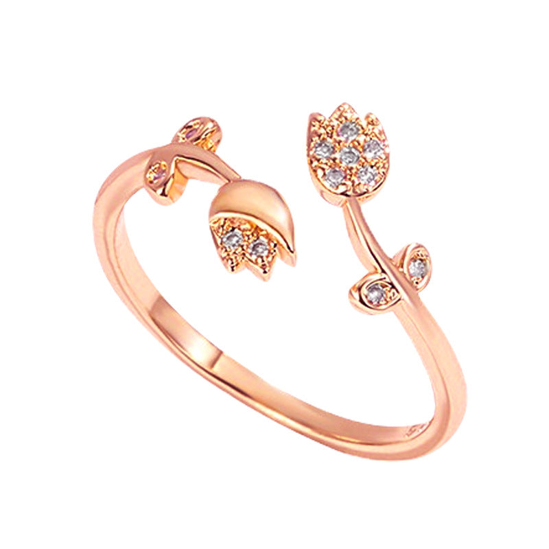 Tulip Female Light Luxury French Romantic Rings