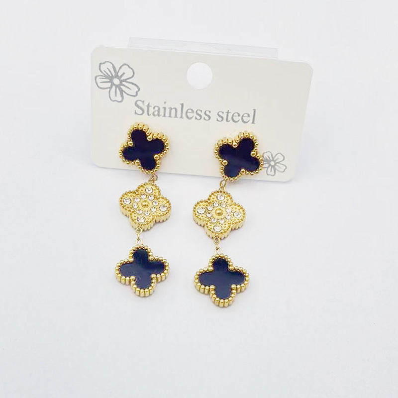 Titanium Steel Clover Diamond Do Not Fade Earrings