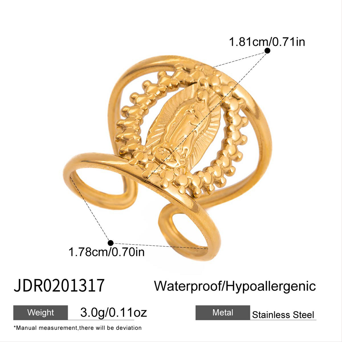 Women's Retro Style Fashion Gold Stainless Steel Ring