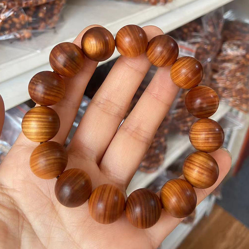 Black Oil High Density Wooden Prayer Beads Gentiana Pattern Bracelet