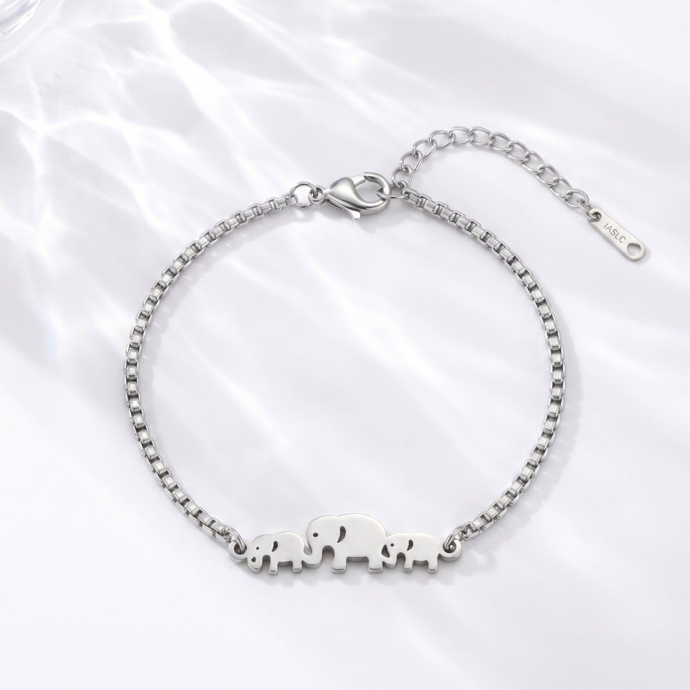 Women's Stainless Steel Elephant Korean Simple Animal Bracelet