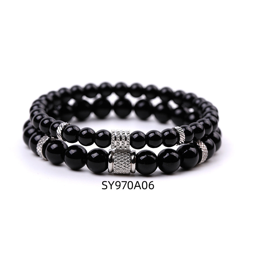 Stainless Steel Frosted Indian Agate Tigereye Striped Bracelets