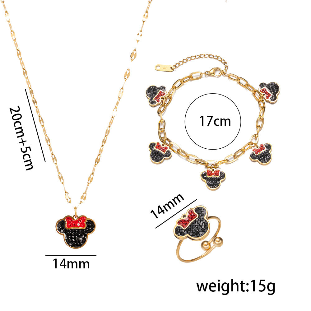 Cartoon Mickey Mouse Set Of Ornaments Necklaces