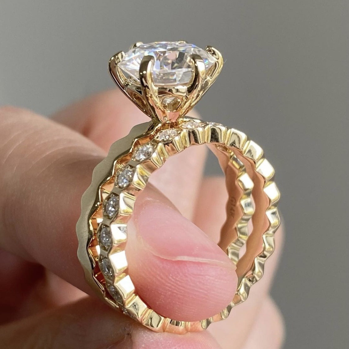 Honeycomb Couple Female Fashion Light Luxury Rings