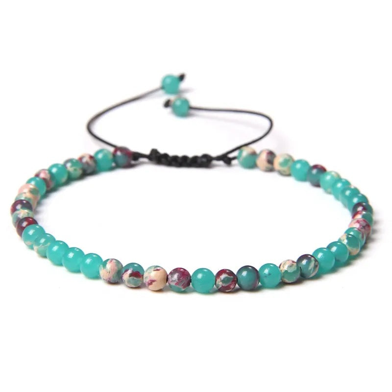 Agate Stone Braided Adjustable Gemstone Beads Bracelet