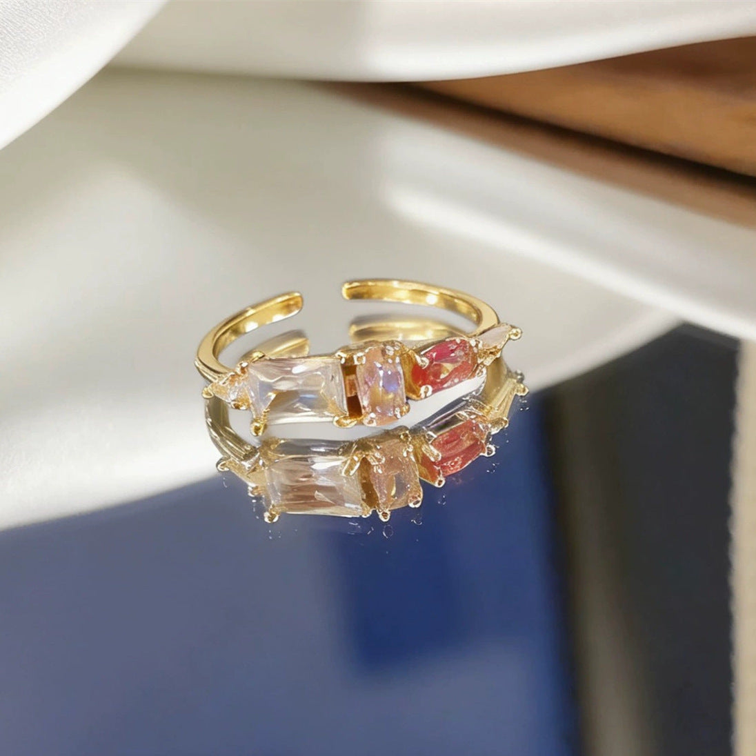 Light Luxury Full Rhinestone Zircon Retro Opening Personality High Sense Rings