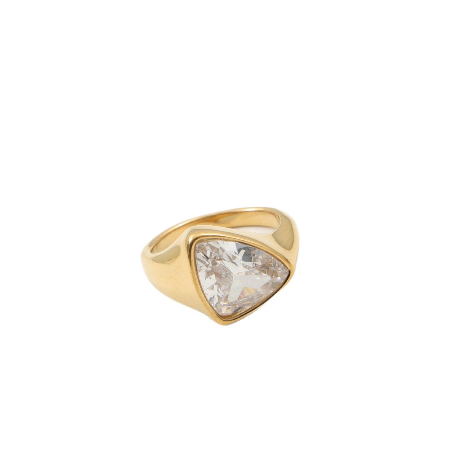 Large Triangle Shaped Zircon Titanium Steel Gold Bracelet