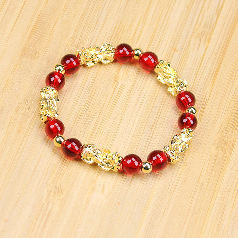Drawing Pi Imitation Garnet Gold-plated Alloy Life Bracelet