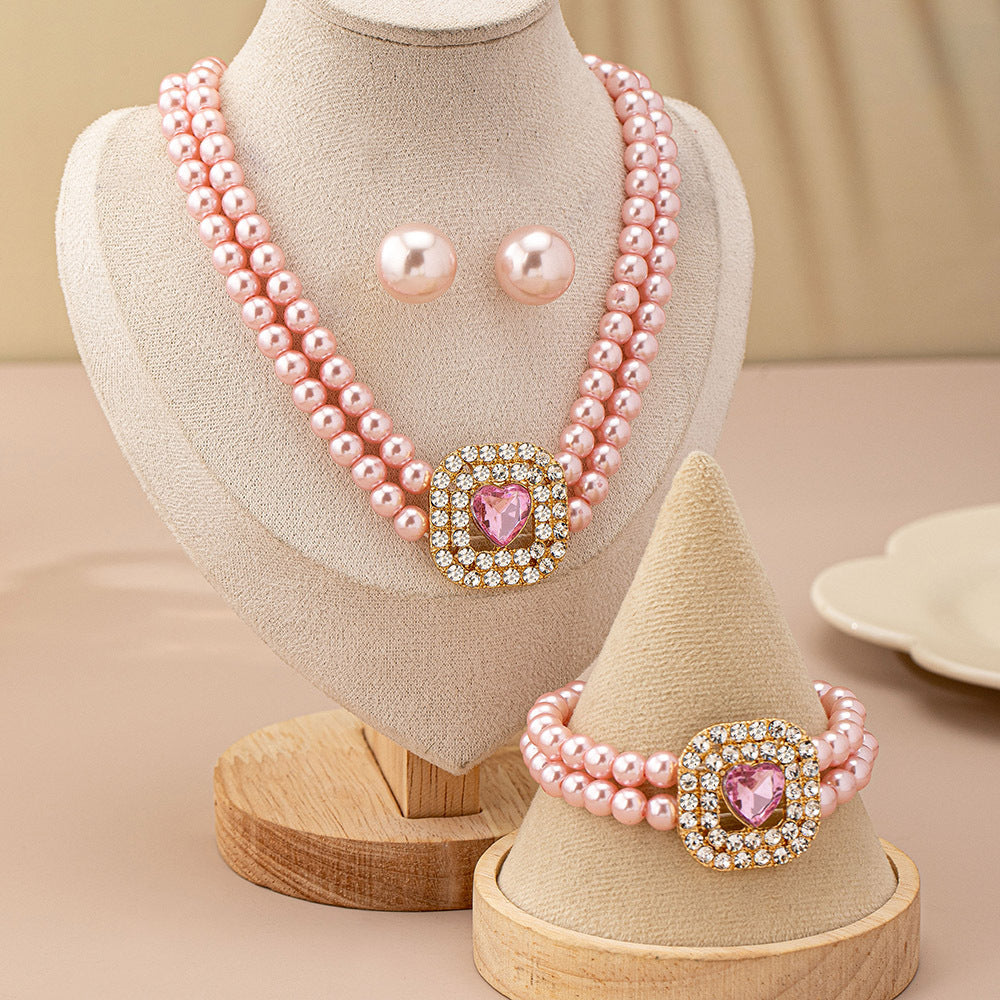 Women's Pearl For Temperamental Minority Design Love Jewelry Set