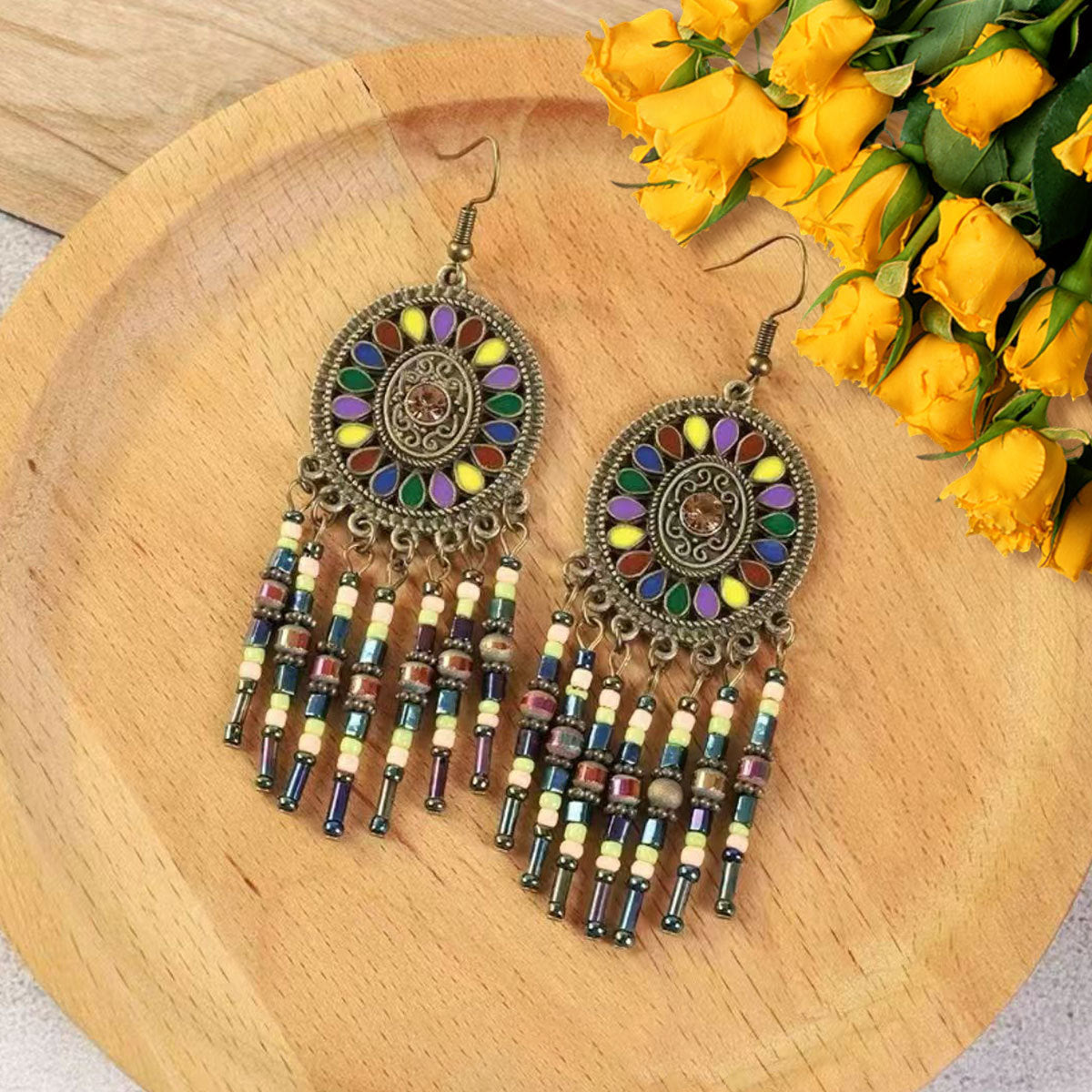 Ethnic Style Long Fringe Exotic Holiday Trip Earrings