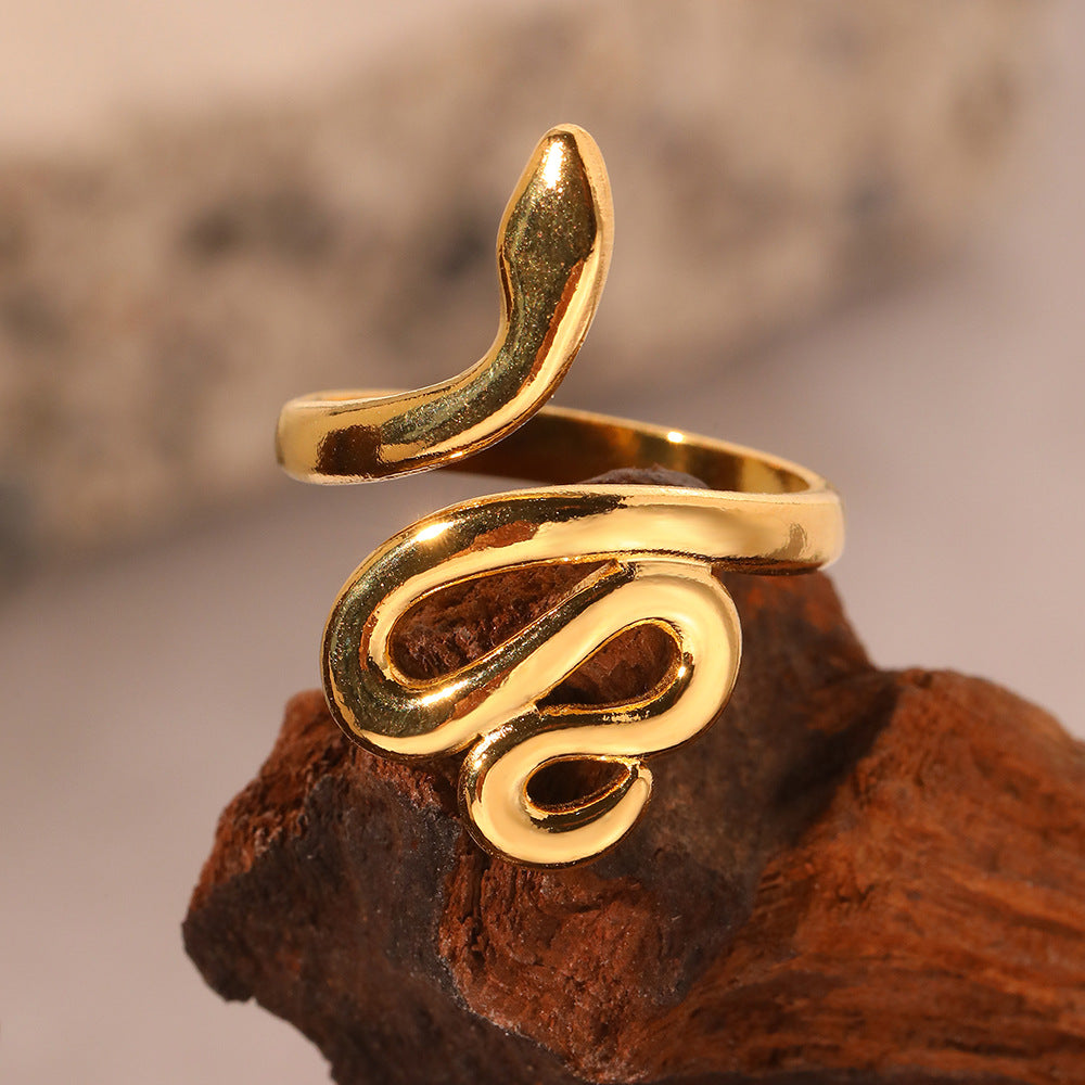 Women's Geometry Pattern Chain Cross Open Gold-plated Stainless Ring