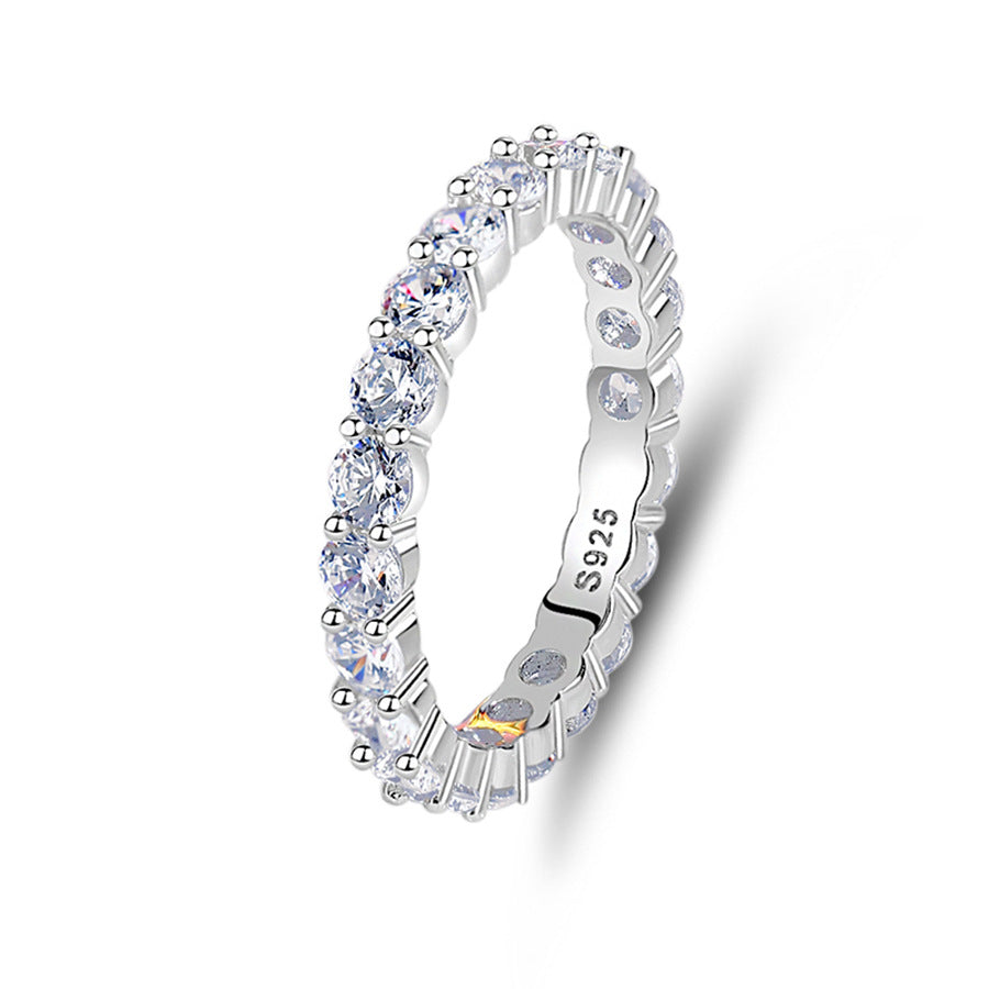 Women's & Men's Sier Zircon Twin Stackable Series Full Rings