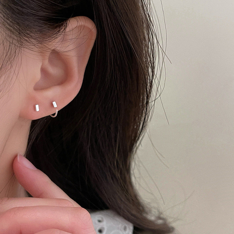 Cold Style Geometric Square Female Niche Ear Bone Design Earrings