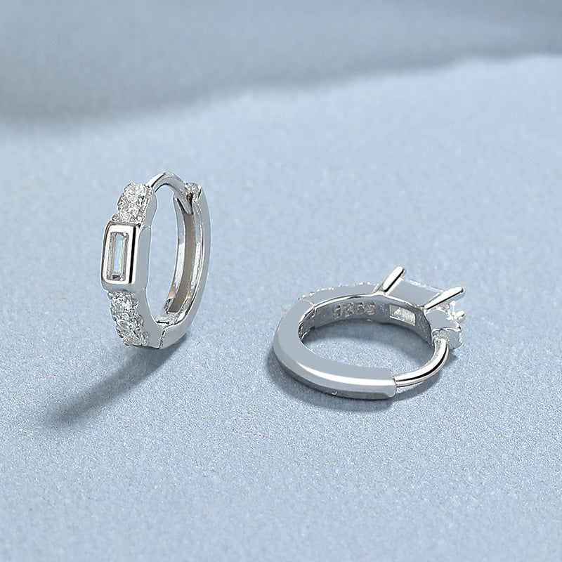 Women's Sterling Sier Rhinestone Simple Heart-shaped Square Drop-shaped Gang Drill Rings