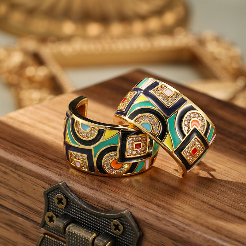 Women's Color Enamel Shaped Elegant High-grade Personality Special Interest Light Luxury Rings