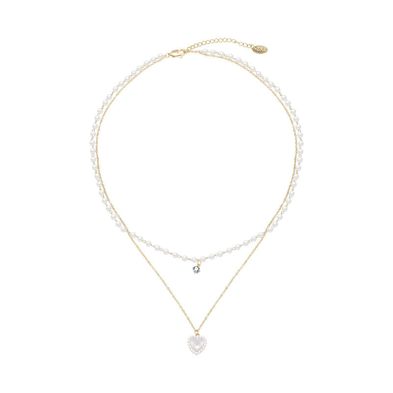 Women's Loving Heart Light Luxury Design Sense Niche Twin Necklace