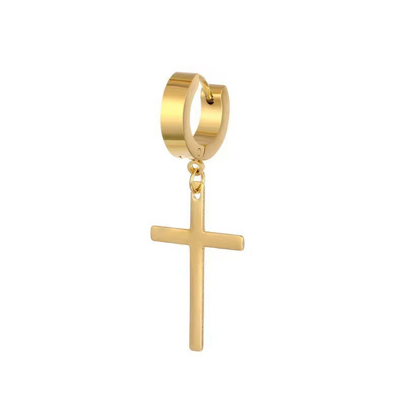 Women's & Men's Stainless Steel Clip Trendy Cross Quantity Earrings