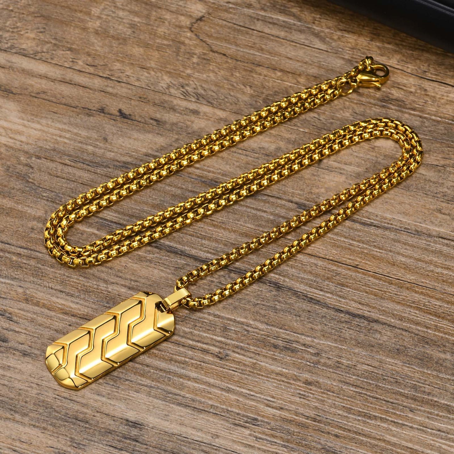 Men's Steel Geometric Tire Pattern Titanium Tide Pendants