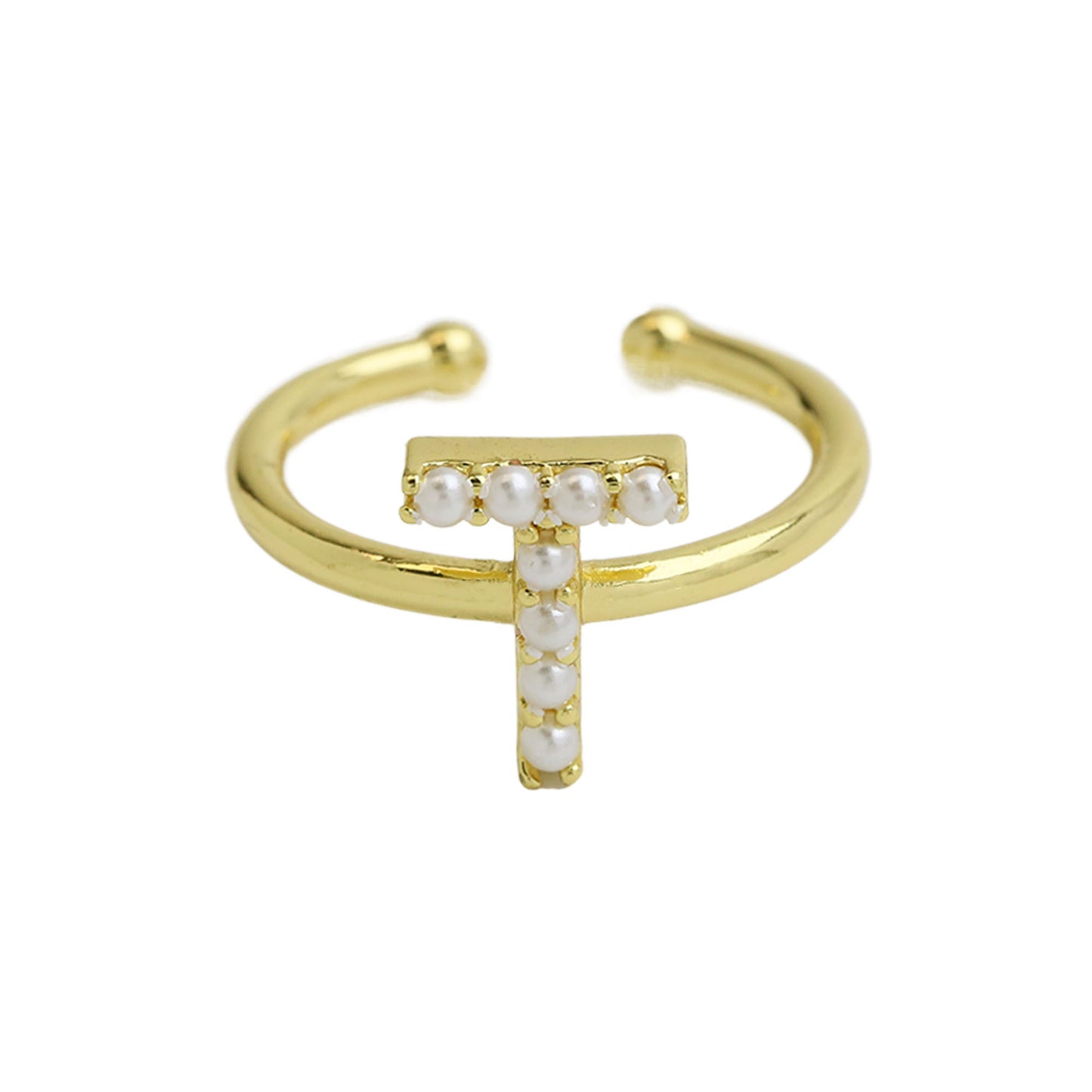 Women's Xi Brass Pearl English Letters Open Rings