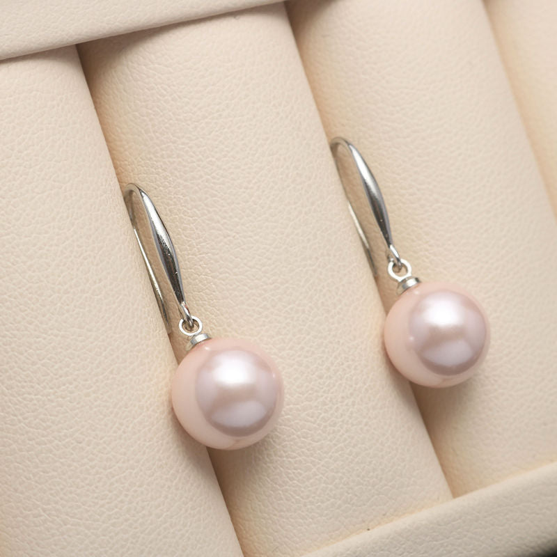 Artificial Pearl Lady Temperament Perfect Circle Pearls Earrings