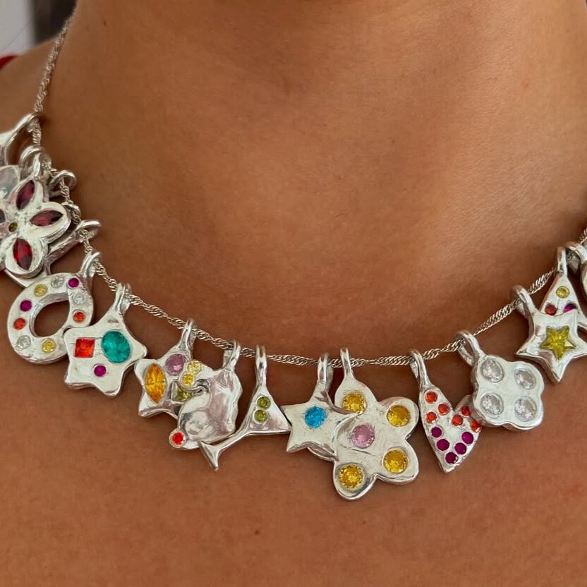 Stainless Steel Jeweled Furnace Vacuum Electroplating Necklaces