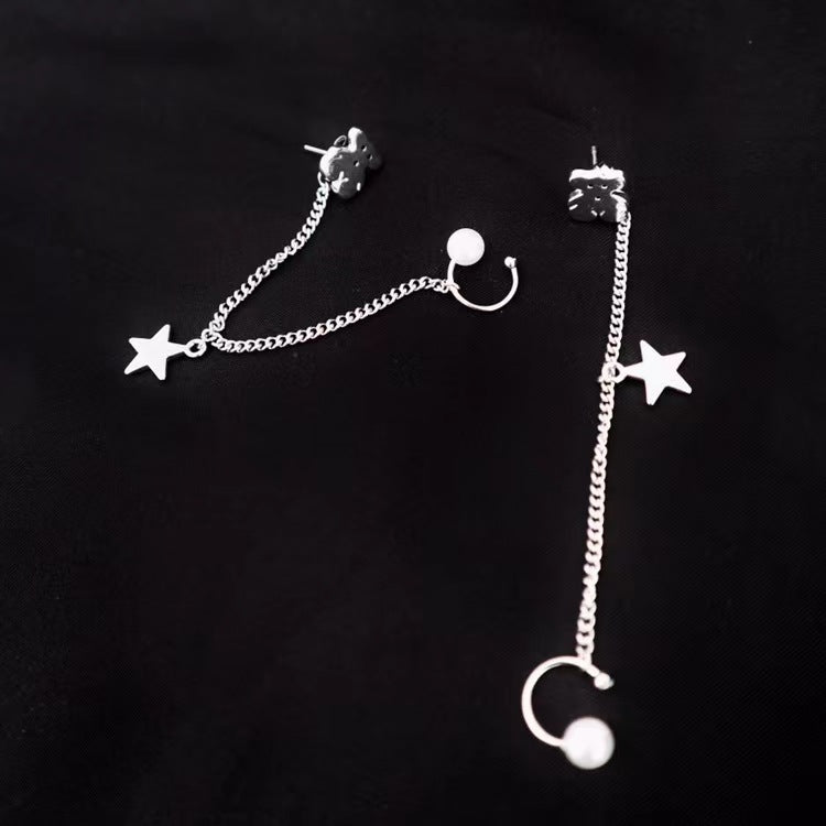 Women's Asymmetric Tassel Ear Clip One-piece Design Light Luxury Earrings
