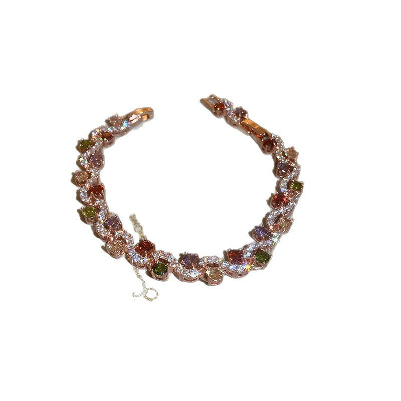 With Diamond Round Exquisite Fashion Retro Unique Design Light Luxury Bracelets