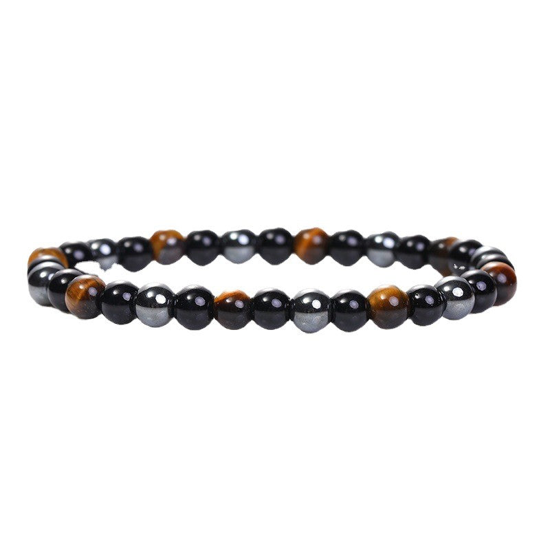 Women's & Men's Black Iron Ore Couple Colorful Tigereye Bright Bracelet