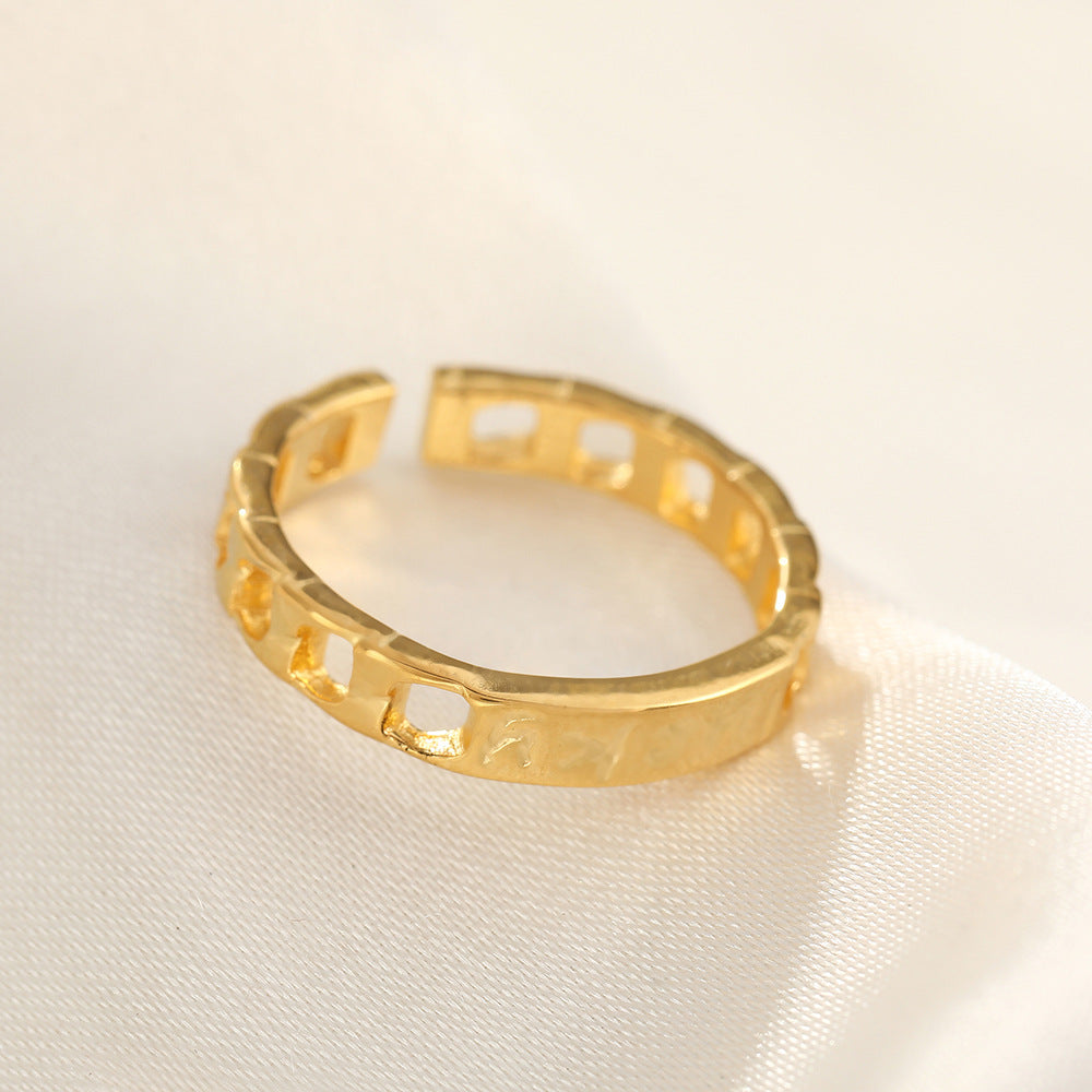 French Style Open Mouth Cold Stainless Steel Personality Special Interest Ring