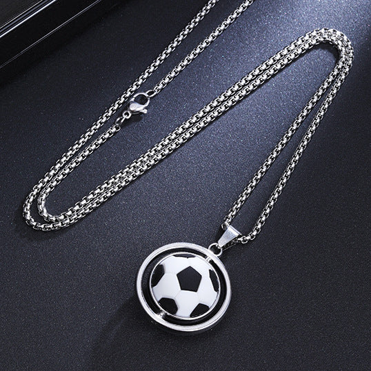 Men's Rotating Basketball Football Street Sports Gift Sweater Necklace