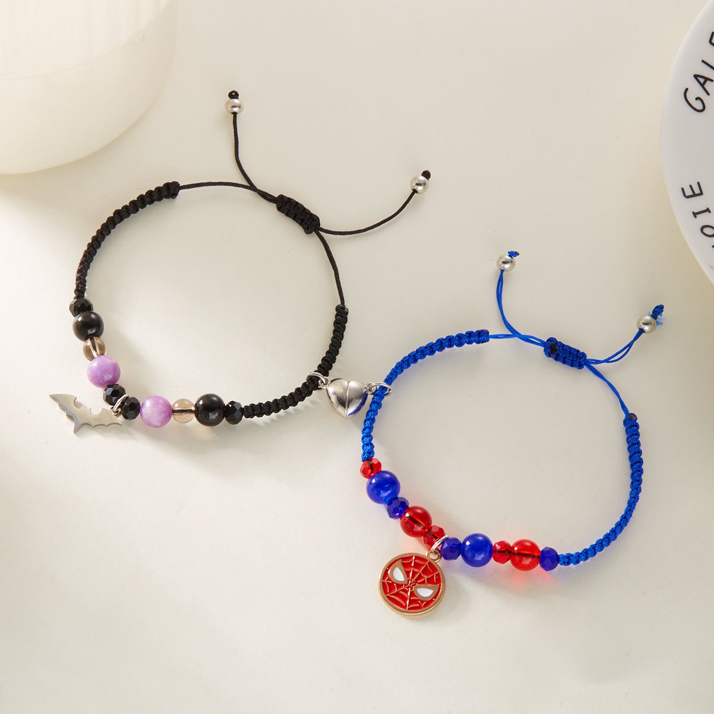 Cat Couple Heart-shaped Magnetic Hand Woven Bracelets