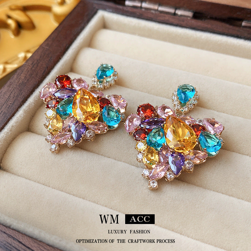 Needle Heart-shaped Zircon Sweet Cool Personality Creative Design Sense Earrings